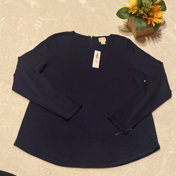 CHICO’S NWT Zip Back Mindy Pullover Sweater Long Sleeve Deep Navy Size 1 (M8) - Picture 5 of 10